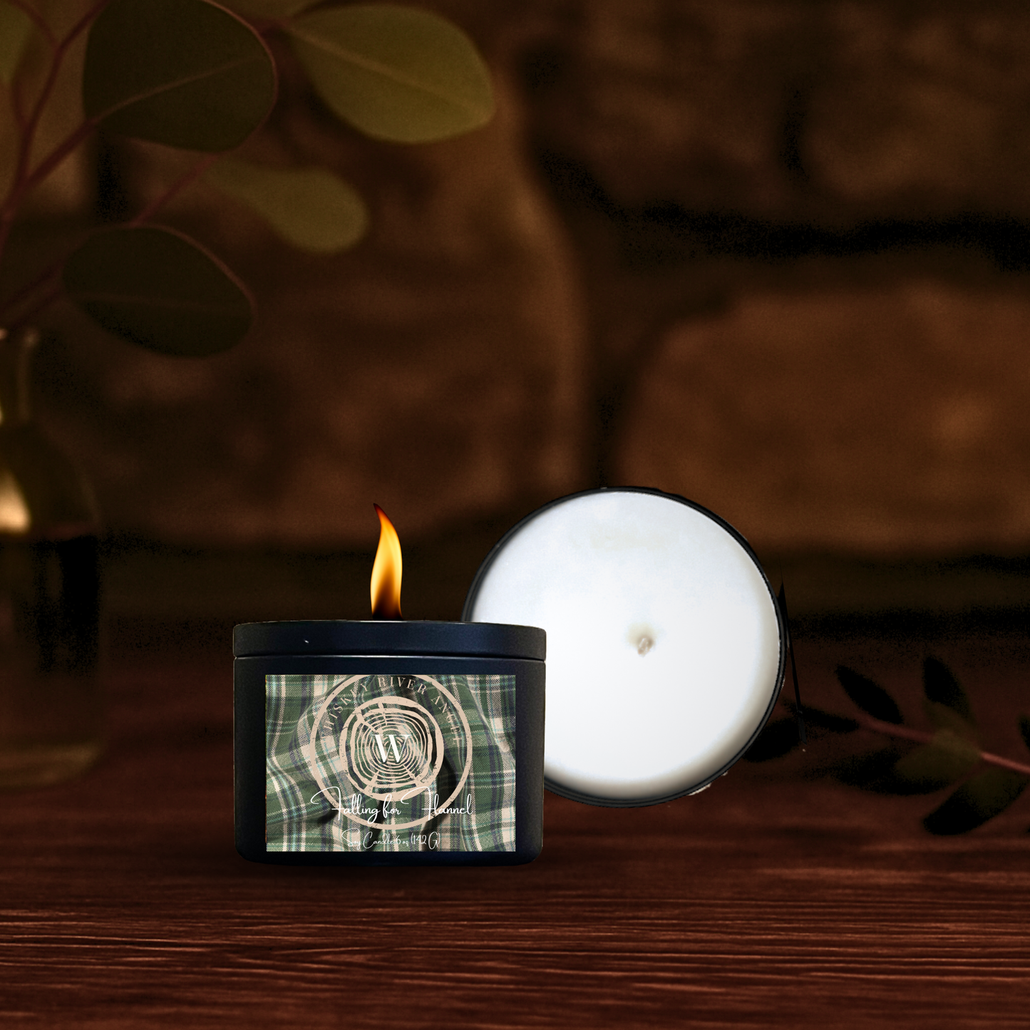 Falling for Flannel Candle | All Natural Soy Wax in Matte Black Tin