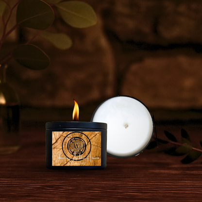 Tobacco Amber Haven Candle | Hand-Poured Soy Wax in Matte Black Tin
