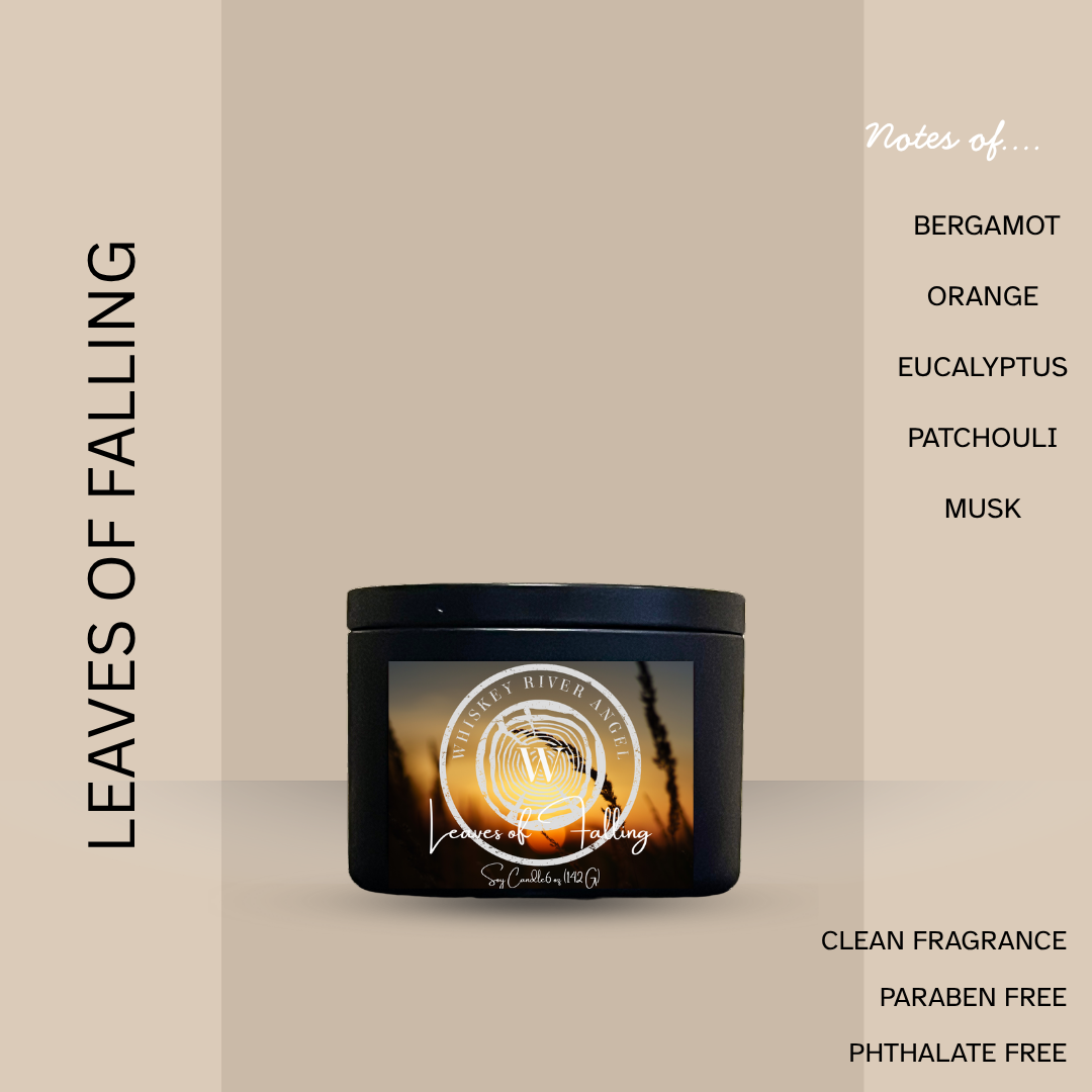 Leaves of Falling Candle | Hand-Poured Soy Wax in Matte Black Tin